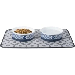 Bone Dry Striped Non-Skid Ceramic Dog & Cat Bowl Set -Cozy Paws 185464 PT2. AC SS1800 V1599196873