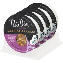 Tiki Dog Taste Of France Beef, Potatoes & Burgundy Recipe In Broth Grain-Free Wet Dog Food, 3-oz Cup, Case Of 4 -Cozy Paws 186335 PT1. AC SS1800 V1631199121