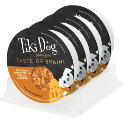 Tiki Dog Taste Of Spain Chicken & Shrimp Paella Recipe In Broth Gluten-Free Wet Dog Food, 3-oz Cup, Case Of 4 -Cozy Paws 186337 PT1. AC SS1800 V1631197006