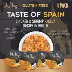 Tiki Dog Taste Of Spain Chicken & Shrimp Paella Recipe In Broth Gluten-Free Wet Dog Food, 3-oz Cup, Case Of 4 -Cozy Paws 186337 PT2. AC SS1800 V1576623258