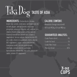 Tiki Dog Taste Of Asia Chicken & Snow Peas Stir Fry Recipe In Broth Gluten-Free Wet Dog Food, 3-oz Cup, Case Of 4 -Cozy Paws 186339 PT5. AC SS1800 V1631196671