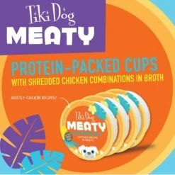 Tiki Dog Meaty High Protein Diet Chicken Recipe In Broth Grain-Free Wet Dog Food, 3-oz Cup, Case Of 4 -Cozy Paws 186343 PT2. AC SS1800 V1576622768