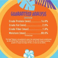 Tiki Dog Meaty High Protein Diet Chicken Recipe In Broth Grain-Free Wet Dog Food, 3-oz Cup, Case Of 4 -Cozy Paws 186343 PT4. AC SS1800 V1576623104