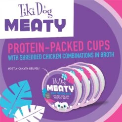 Tiki Dog Meaty High Protein Diet Chicken With Egg Recipe In Broth Grain-Free Wet Dog Food, 3-oz Cup, Case Of 4 -Cozy Paws 186345 PT2. AC SS1800 V1576623182