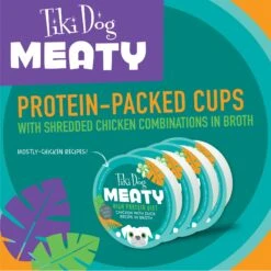 Tiki Dog Meaty High Protein Diet Chicken With Duck Recipe In Broth Grain-Free Wet Dog Food, 3-oz Cup, Case Of 4 -Cozy Paws 186347 PT2. AC SS1800 V1576623791