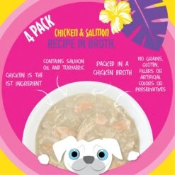Tiki Dog Meaty High Protein Diet Chicken With Salmon Recipe In Broth Grain-Free Wet Dog Food, 3-oz Cup, Case Of 4 -Cozy Paws 186349 PT1. AC SS1800 V1576624056