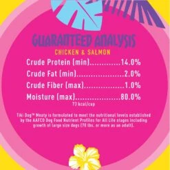 Tiki Dog Meaty High Protein Diet Chicken With Salmon Recipe In Broth Grain-Free Wet Dog Food, 3-oz Cup, Case Of 4 -Cozy Paws 186349 PT4. AC SS1800 V1576624549