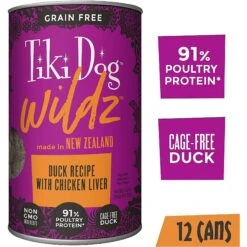Tiki Dog Wildz Duck Recipe With Chicken Liver Grain-Free Wet Dog Food, 13.2-oz Can, Case Of 12 -Cozy Paws 186383 PT8. AC SS1800 V1577817174