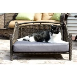 Iconic Pet Maharaja Rattan Sofa Cat & Dog Bed With Removable Cover, Caramel & Mocha -Cozy Paws 192468 PT3. AC SS1800 V1568755949