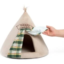 Best Friends By Sheri Novelty Hut Covered Cat & Dog Bed, Happy Camper -Cozy Paws 193351 PT2. AC SS1800 V1631690239