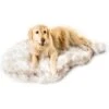 PawBrands PupRug Faux Fur Curve Orthopedic Pillow Dog Bed With Removable Cover, White
