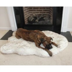 PawBrands PupRug Faux Fur Curve Orthopedic Pillow Dog Bed With Removable Cover, White -Cozy Paws 194376 PT4. AC SS1800 V1566830034