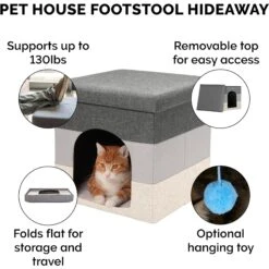FurHaven House Footstool & Ottoman Dog & Cat Bed -Cozy Paws 198861 PT6. AC SS1800 V1568235215