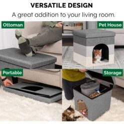 FurHaven House Footstool & Ottoman Dog & Cat Bed -Cozy Paws 198861 PT7. AC SS1800 V1568235221