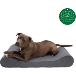 FurHaven Microvelvet Luxe Lounger Cooling Gel Dog Bed With Removable Cover -Cozy Paws 198945 PT3. AC SS1800 V1627616481