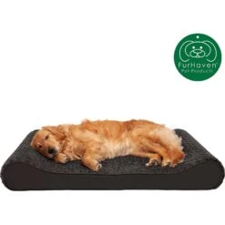 FurHaven Ultra Plush Luxe Lounger Cooling Gel Dog Bed With Removable Cover -Cozy Paws 198957 PT3. AC SS1800 V1627617753