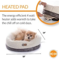 K&H Pet Products Thermo-Snuggle Cup Bomber Heated Dog & Cat Bed -Cozy Paws 199100 PT1. AC SS1800 V1647907607