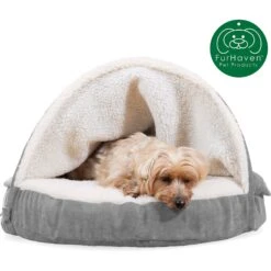 FurHaven Faux Sheepskin Snuggery Memory Top Cat & Dog Bed With Removable Cover -Cozy Paws 206661 PT3. AC SS1800 V1617153725