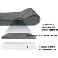 FurHaven Minky Plush Luxe Lounger Orthopedic Cat & Dog Bed With Removable Cover -Cozy Paws 206687 PT5. AC SS1800 V1625265162