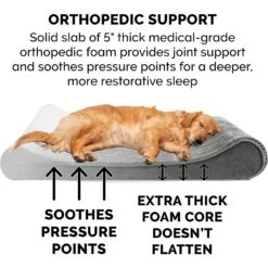 FurHaven Minky Plush Luxe Lounger Orthopedic Cat & Dog Bed With Removable Cover -Cozy Paws 206687 PT6. AC SS1800 V1625264282