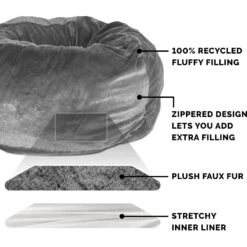 FurHaven Plush Ball Pillow Dog Bed With Removable Cover -Cozy Paws 206757 PT5. AC SS1800 V1617148025