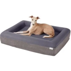 Frisco Orthopedic Rectangular Bolster Cat & Dog Bed W/Removable Cover -Cozy Paws 210226 PT2. AC SS1800 V1590067655