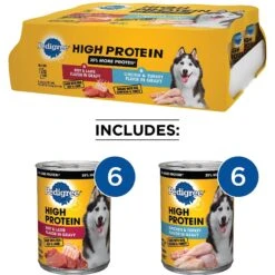 Pedigree High Protein Beef & Lamb Flavor In Gravy & Chicken & Turkey Flavor In Gravy Variety Pack Adult Canned Wet Dog Food -Cozy Paws 212628 PT2. AC SS1800 V1628545922