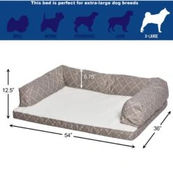 MidWest QuietTime Couture Hampton Orthopedic Bolster Dog Bed With Removable Cover -Cozy Paws 213014 PT2. AC SS1800 V1576086529