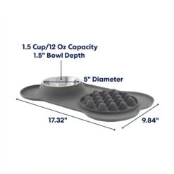 Frisco Silicone Slow Feeder Mat With Stainless Steel Bowl -Cozy Paws 215983 PT1. AC SS1800 V1685732020
