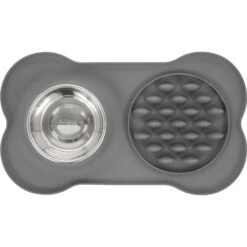 Frisco Silicone Slow Feeder Mat With Stainless Steel Bowl -Cozy Paws 215983 PT3. AC SS1800 V1591020073