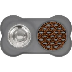 Frisco Silicone Slow Feeder Mat With Stainless Steel Bowl -Cozy Paws 215983 PT4. AC SS1800 V1591020085
