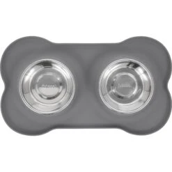 Frisco Silicone Stainless Steel Double Diner Dog & Cat Bowl -Cozy Paws 215990 PT3. AC SS1800 V1591020095