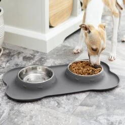 Frisco Silicone Stainless Steel Double Diner Dog & Cat Bowl -Cozy Paws 215990 PT7. AC SS1800 V1605658625