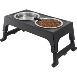 Frisco Stainless Steel Bowls With Adjustable Elevated Holder -Cozy Paws 216015 PT2. AC SS1800 V1591020383