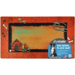 Drymate Red Border Red Dog House Dog Bowl Place Mat -Cozy Paws 222059 PT5. AC SS1800 V1657656279