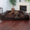 FurHaven Faux Fleece Memory Top Bolster Dog Bed With Removable Cover