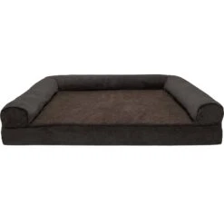 FurHaven Faux Fleece Memory Top Bolster Dog Bed With Removable Cover -Cozy Paws 222956 PT2. AC SS1800 V1606786950