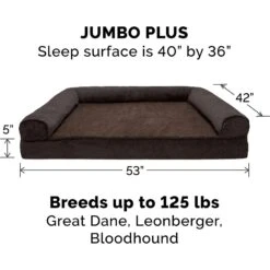 FurHaven Faux Fleece Memory Top Bolster Dog Bed With Removable Cover -Cozy Paws 222956 PT4. AC SS1800 V1606793531