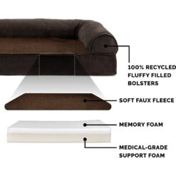 FurHaven Faux Fleece Memory Top Bolster Dog Bed With Removable Cover -Cozy Paws 222956 PT5. AC SS1800 V1606782443
