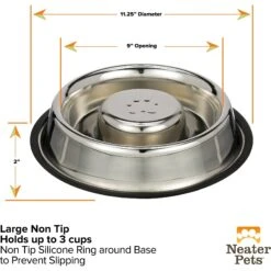 Neater Pets Non-Skid Non-Tip Stainless Steel Slow Feeder Dog Bowl -Cozy Paws 224737 PT4. AC SS1800 V1631138515