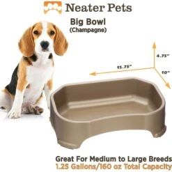 Neater Pets Big Bowl Non-Skid Polypropylene Pet Bowl, Champagne -Cozy Paws 224739 PT3. AC SS1800 V1631161316