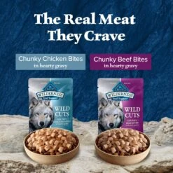 Blue Buffalo Wilderness Trail Toppers Wild Cuts Variety Pack Chunky Chicken & Beef Bites In Gravy Grain-Free Dog Food Topper, 3-oz, Pouch Of 12 -Cozy Paws 228599 PT2. AC SS1800 V1689356492