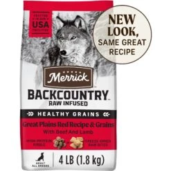 Merrick Backcountry Raw Infused Dry Dog Food Great Plains Red Recipe With Healthy Grains