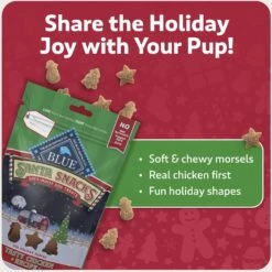Blue Buffalo Santa Snacks Tasty Chicken Recipe Soft-Moist Dog Treats, 4.5-oz Bag -Cozy Paws 230643 PT3. AC SS1800 V1695054202