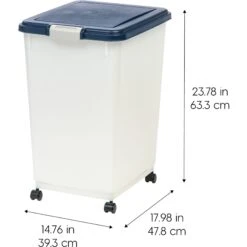 IRIS USA WeatherPro Airtight Dog, Cat, Bird & Other Pet Food Storage Bin Container With Attachable Casters -Cozy Paws 231638 PT1. AC SS1800 V1680791883