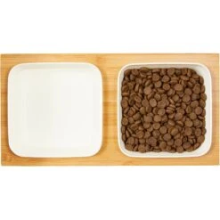 Frisco Square Melamine Dog & Cat Bowl Set With Bamboo Stand -Cozy Paws 232076 PT3. AC SS1800 V1605145031