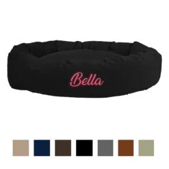 Majestic Pet Suede Personalized Bagel Cat & Dog Bed