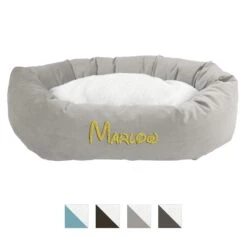 Majestic Pet Velvet Sherpa Personalized Bagel Cat & Dog Bed