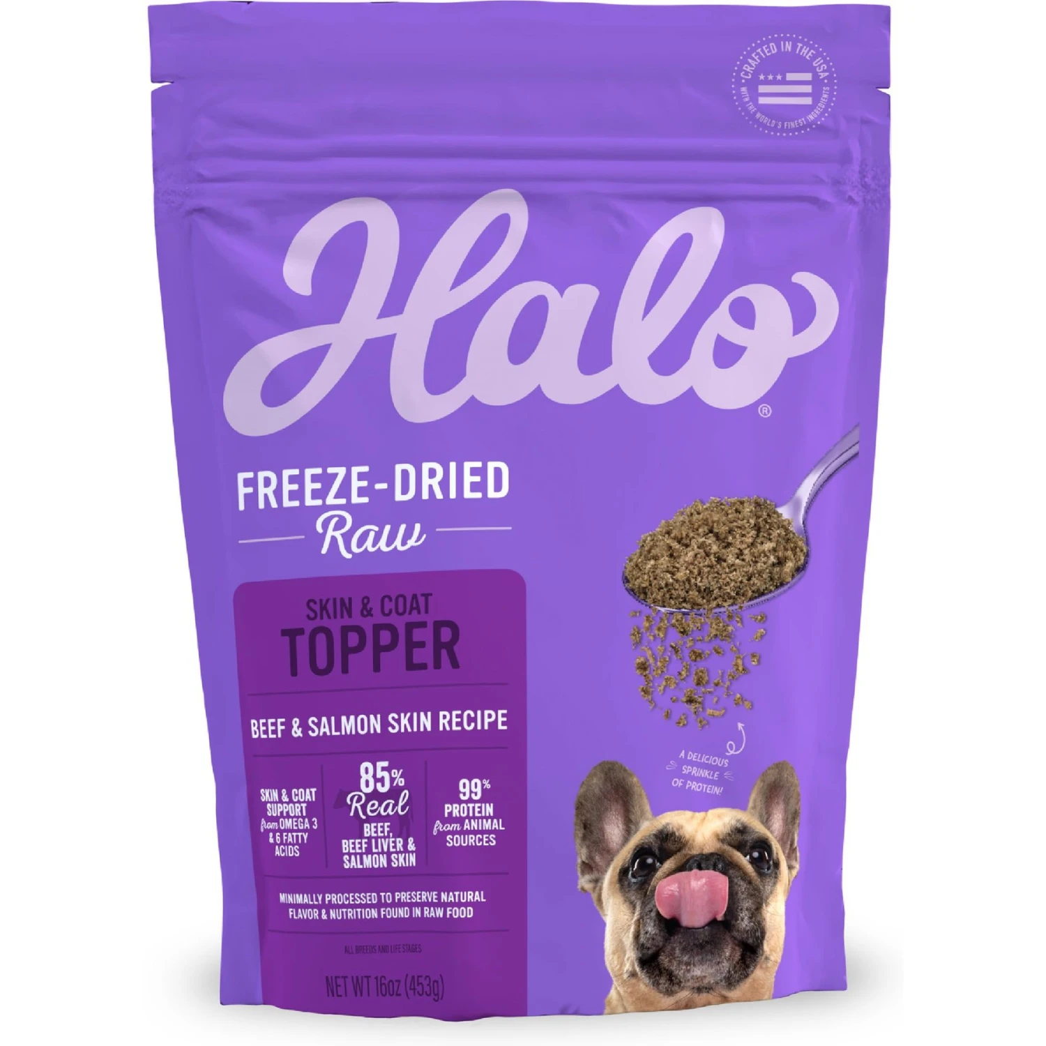 Halo Beef & Salmon Skin Recipe Freeze-Dried Raw Skin & Coat Dog Food Topper 3 Halo Beef & Salmon Skin Recipe Freeze-Dried Raw Skin & Coat Dog Food Topper
