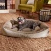 Frisco Rectangular Personalized Bolster Dog Bed W/Removable Cover, Beige, Large -Cozy Paws 234948 MAIN. AC SS1800 V1600207345